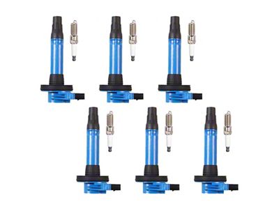 Ignition Coils; Blue; Set of Six (11-16 Mustang V6)