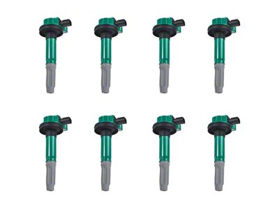 Ignition Coils; Green; Set of Eight (11-15 Mustang GT)