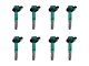 Ignition Coils; Green; Set of Eight (11-15 Mustang GT)