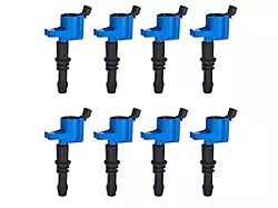 Ignition Coils; Partially Blue; Set of Eight (99-04 Mustang Cobra, Mach 1; 05-08 Mustang GT; 08-14 Mustang GT500)