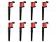 Ignition Coils; Red; Set of Eight (96-04 Mustang Cobra, Mach 1; 07-14 Mustang GT500)