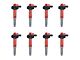 Ignition Coils; Red; Set of Eight (11-15 Mustang GT)