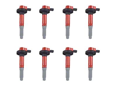 Ignition Coils; Red; Set of Eight (11-15 Mustang GT)