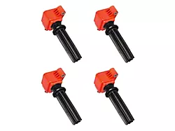 Ignition Coils; Red; Set of Four (15-20 Mustang EcoBoost)