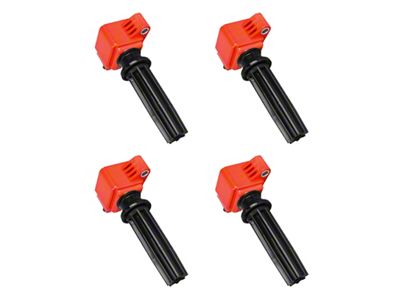 Ignition Coils; Red; Set of Four (15-20 Mustang EcoBoost)