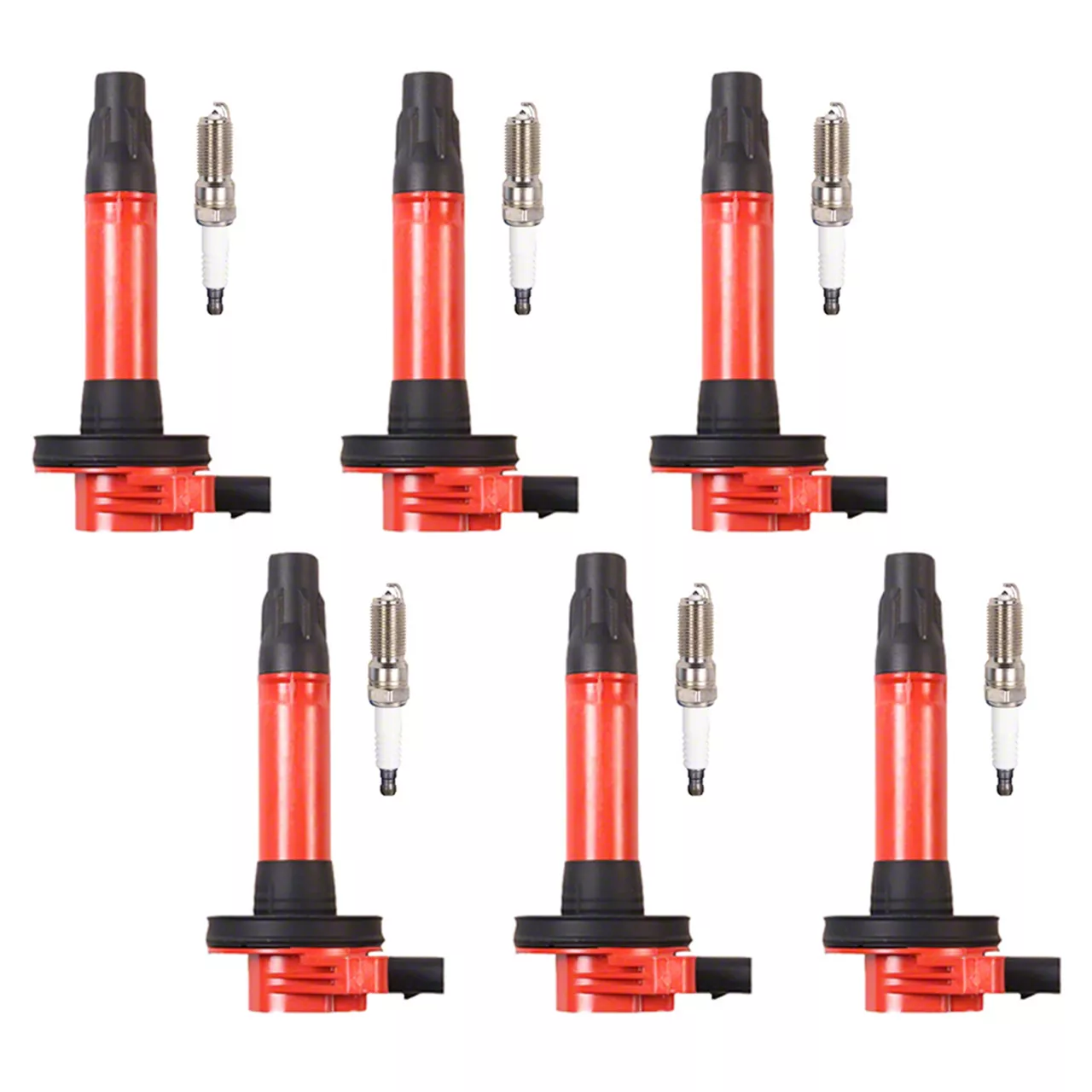 Mustang Ignition Coils; Red; Set of Six (1116 Mustang V6) Free Shipping