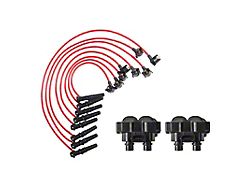 Ignition Coils with Spark Plug Wires; Black (96-98 Mustang GT, Cobra)