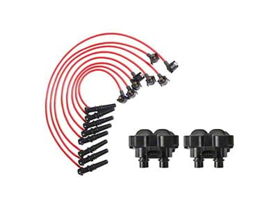 Ignition Coils with Spark Plug Wires; Black (96-98 Mustang GT, Cobra)
