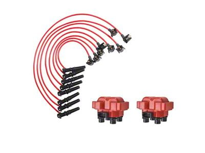 ACEON Ignition Coils with Spark Plug Wires; Red (96-98 Mustang GT, Cobra)