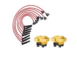Ignition Coils with Spark Plug Wires; Yellow (96-98 Mustang GT, Cobra)