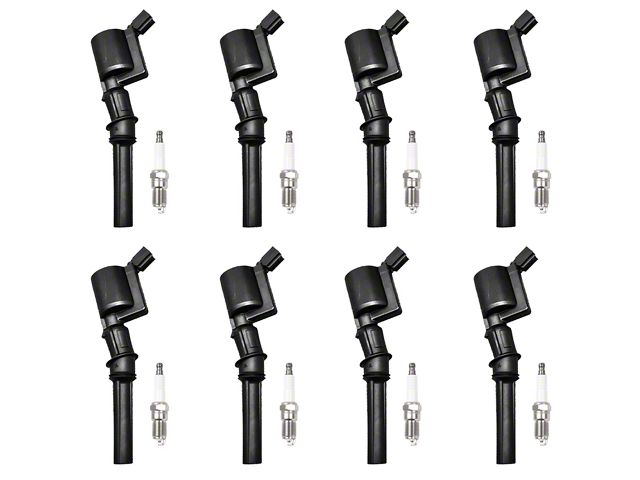 Ignition Coils with Spark Plugs; Black (99-04 Mustang GT)