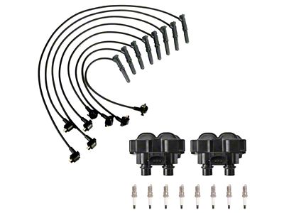 Ignition Coils with Spark Plugs and Wires; Black (96-98 Mustang GT, Cobra)