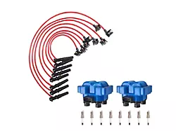 ACEON Ignition Coils with Spark Plugs and Wires; Blue (96-98 Mustang GT, Cobra)