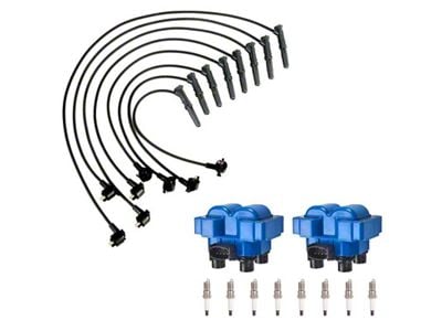 Ignition Coils with Spark Plugs and Wires; Blue (96-98 Mustang GT, Cobra)