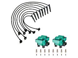 Ignition Coils with Spark Plugs and Wires; Green (96-98 Mustang GT, Cobra)