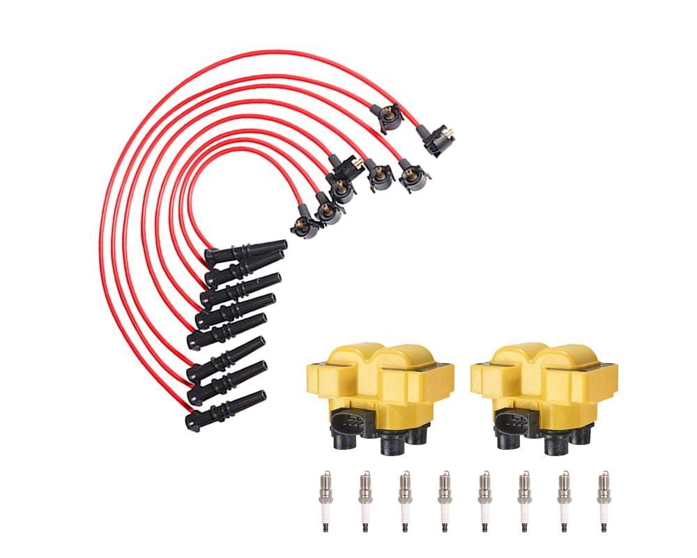 Mustang Ignition Coils with Spark Plugs and Wires; Yellow (9698