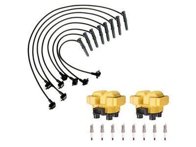 Ignition Coils with Spark Plugs and Wires; Yellow (96-98 Mustang GT, Cobra)