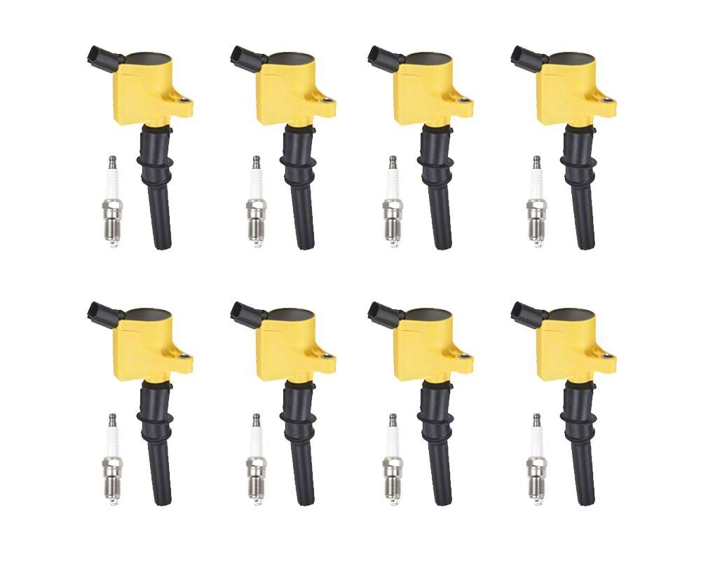 Mustang Ignition Coils with Spark Plugs; Yellow (9904 Mustang, Excluding V6) Free Shipping