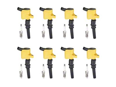 Ignition Coils; Yellow; Set of Eight (99-04 Mustang GT; 2000 Mustang Cobra R)