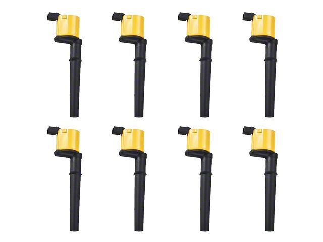 Ignition Coils; Yellow; Set of Eight (96-04 Mustang Cobra, Mach 1; 07-14 Mustang GT500)