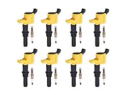 Ignition Coils; Yellow; Set of Eight (99-04 Mustang Cobra, Mach 1; 05-08 Mustang GT; 08-14 Mustang GT500)