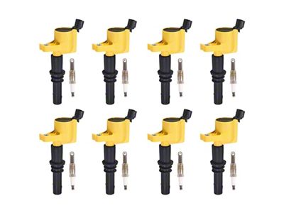 Ignition Coils; Yellow; Set of Eight (99-04 Mustang Cobra, Mach 1; 05-08 Mustang GT; 08-14 Mustang GT500)