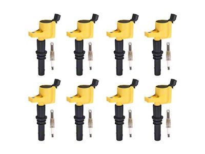 Ignition Coils; Yellow; Set of Eight (99-04 Mustang Cobra, Mach 1; 05-08 Mustang GT; 08-14 Mustang GT500)