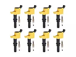 Ignition Coils; Yellow; Set of Eight (99-04 Mustang Cobra, Mach 1; 05-08 Mustang GT; 08-14 Mustang GT500)