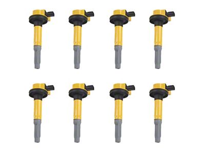 Ignition Coils; Yellow; Set of Eight (11-15 Mustang GT)