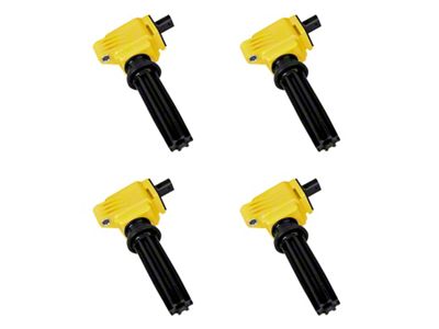 Ignition Coils; Yellow; Set of Four (15-20 Mustang EcoBoost)