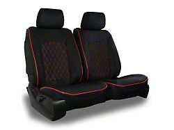 Leatherette Low Back Bucket Seat Covers with Diamond Insert; Black/Red Piping (08-23 Challenger)