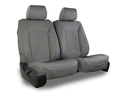 Aegis Cover Leatherette Low Back Bucket Seat Covers with Diamond Insert; Charcoal/Charcoal Piping (08-23 Challenger)
