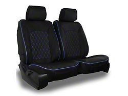 Aegis Cover Leatherette Low Back Bucket Seat Covers with Diamond Insert; Black/Blue Piping (06-23 Charger)