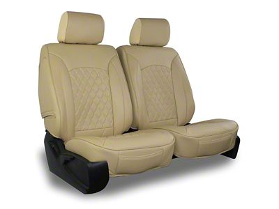 Aegis Cover Leatherette Low Back Bucket Seat Covers with Diamond Insert; Sand/Sand Piping (06-23 Charger)