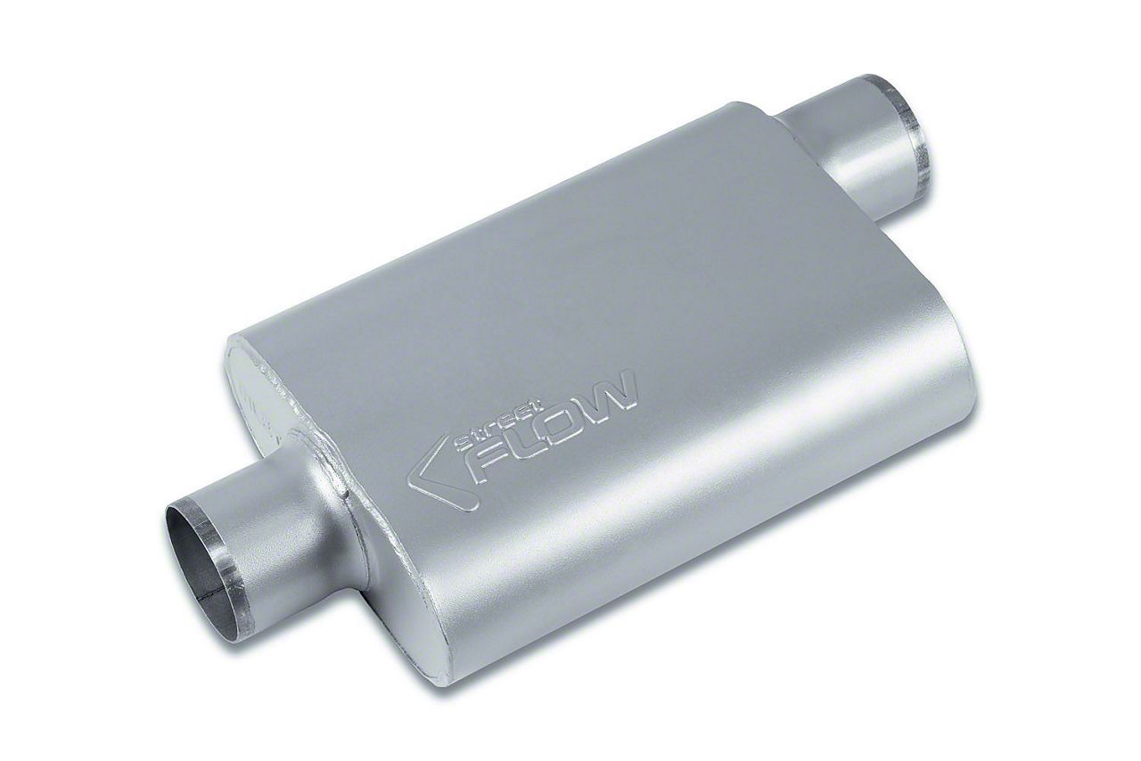 Floshine Universal Stainless Muffler,3 Inch Center Inlet/3 Inch Center