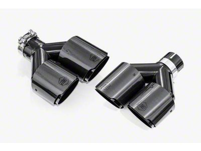 Aero Exhaust Dual Angle Cut Exhaust Tips; 4-Inch; Carbon Fiber; Driver and Passenger Side (Fits 2.50-Inch Tailpipe)