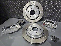 Aerospace Components Pro Street Rear Brake Kit with Dimpled and Slotted Rotors; Billet Calipers (24-26 Mustang w/ Performance Pack)