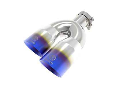 AFE Takeda 304 Stainless Steel Exhaust Tip; 4-Inch; Blue Flame (Fits 2.50-Inch Tailpipe)