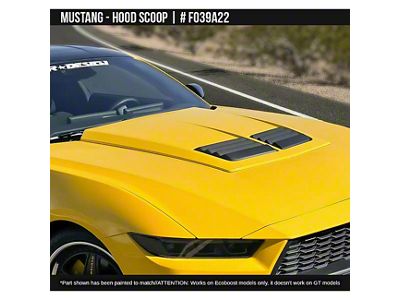 Air Design Hood Scoop; Gloss Black (24-26 Mustang EcoBoost)