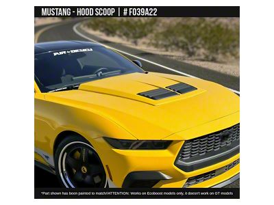 Air Design Hood Scoop; Satin Black (24-25 Mustang EcoBoost)