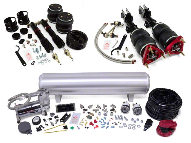 Air Lift 4-Way Manual Complete Air Suspension Kit; 1/4-Inch Lines (15-22 Mustang)