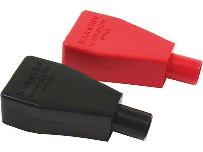 Allstar Performance Battery Top Post Terminal Covers; Black and Red
