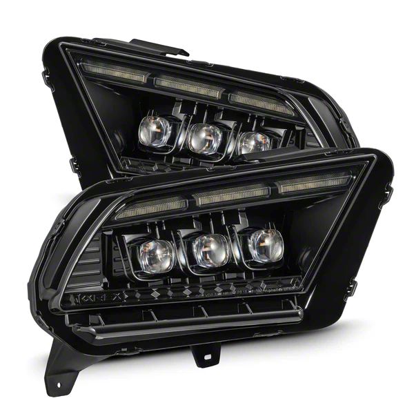 AlphaRex MK II NOVA-Series LED Projector Headlights; Alpha Black Housing; Clear Lens (13-14 Mustang)
