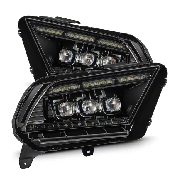 AlphaRex MK II NOVA-Series LED Projector Headlights; Black Housing; Clear Lens (13-14 Mustang)