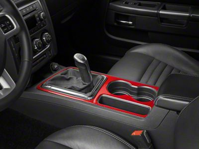 SpeedForm Shifter and Cup Holder Bezel Trim; Red Carbon (08-14 Challenger)