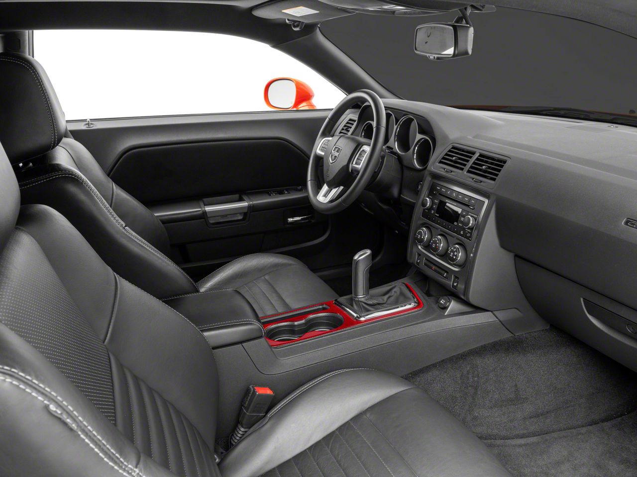 SpeedForm Challenger Shifter and Cup Holder Bezel Trim; Red Carbon