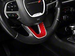 SpeedForm Steering Wheel Botton Overlay; Red Carbon (15-23 Charger)