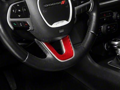 SpeedForm Steering Wheel Botton Overlay; Red Carbon (15-23 Charger)