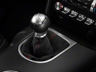Premium Black Alcantara Manual Shift Boot with Red Stitching (15-23 Mustang, Excluding GT500)