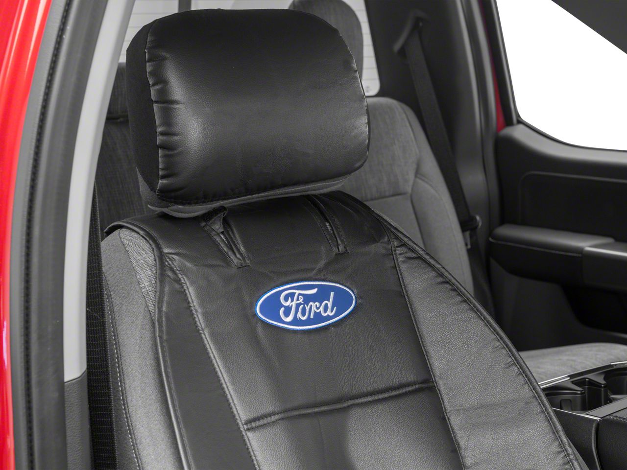 Ford Logo Sideless Front Seat Covers + Steering Wheel Cover Set – Universal Fit